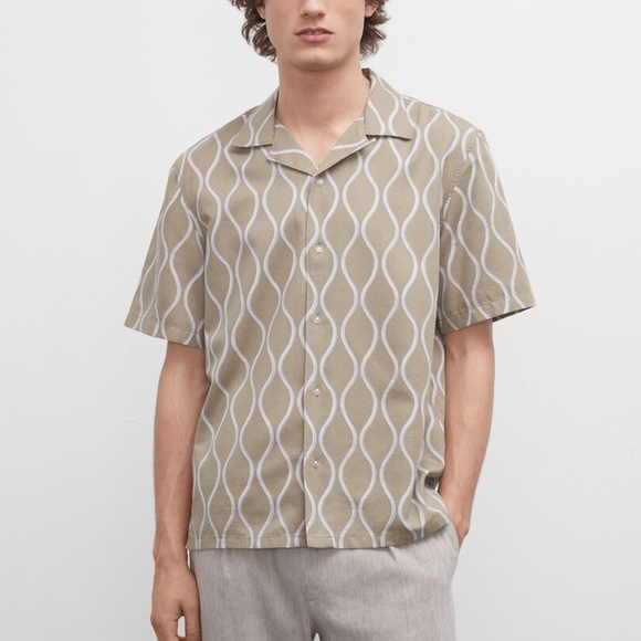 Summer Wave Camp Collar Shirt - Brand New - NEVER WORN - Olive